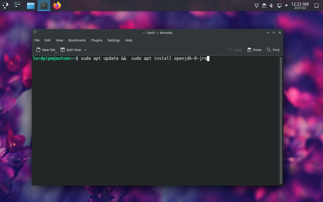 Terminal with install command typed in